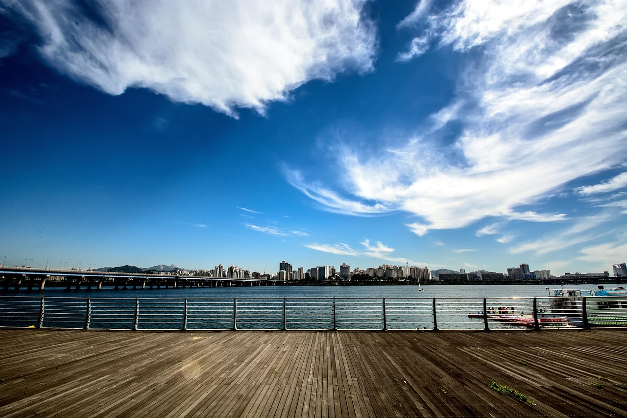 seoul, yeoido, sky, cloud, nature, korea, han river, blue river